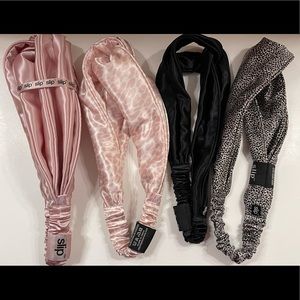 2 Slip Silk Twist Mulberry Headbands black & pink